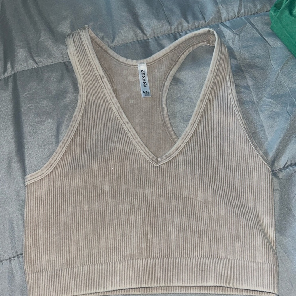 Palmetto Moon Large/ Extra Large Tan Cropped Tank- Country Style